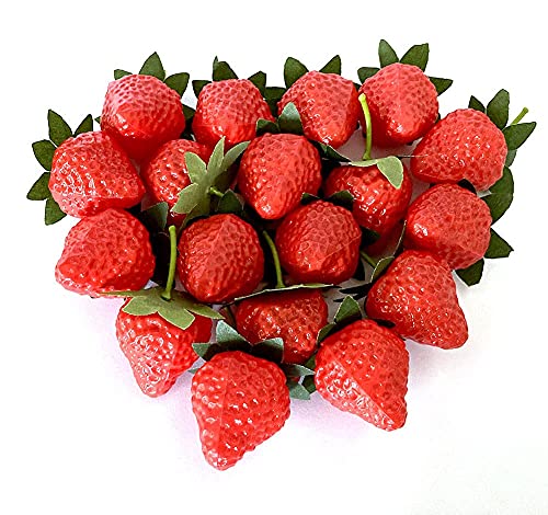 18PCS Realistic Plastic Artificial Red Strawberries for Decoration
