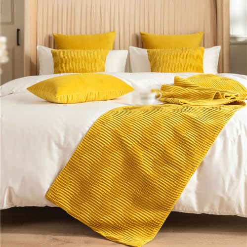 Luxury Velvet Bed Runner - Reversible Soft Bed Scarf for King Beds
