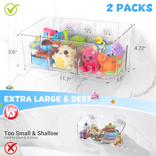 Lysam Wall-Mounted Bath Toy Storage Organizer (2 Pack) - Quick-Dry Bin