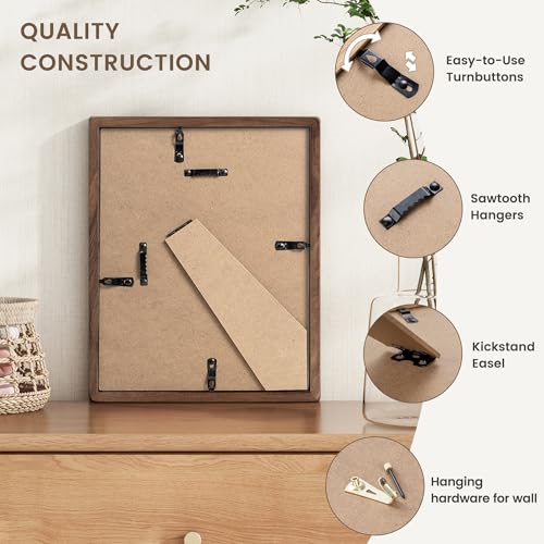 Fun Memories Walnut 8x10 Picture Frame Set of 2 with HD Tempered Glass, Handcrafted Rounded Corners, Wall or Tabletop Display, Variation: Walnut / 8x10 | HD Tempered Glass / 2