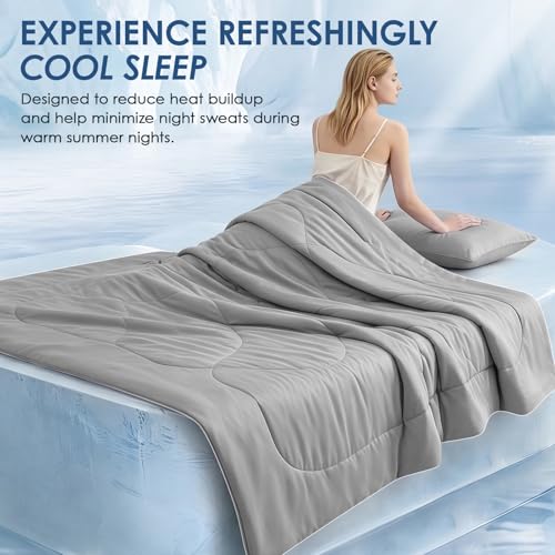 Cooling Comforter Queen Size - Double-Sided Blanket for Hot Sleepers - Lightweight Breathable 80"x90"