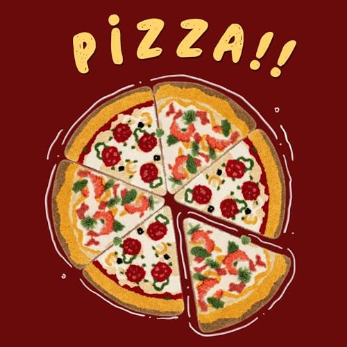 Funny Pizza Slice Rug, 24x24 Inch Fluffy Non-Slip Area Carpet for Home Decor