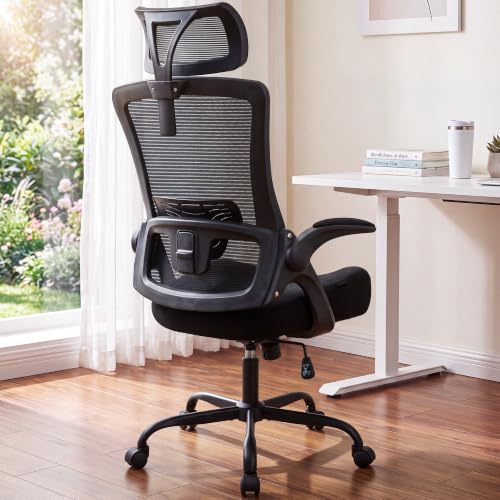 Ergonomic Office Chair with Adjustable Lumbar Headrest and Flip-Up Armrests