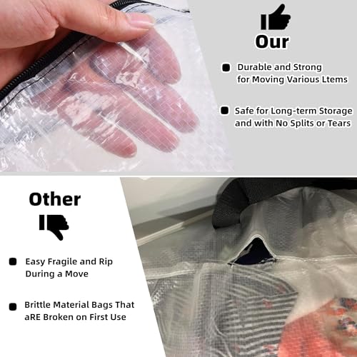5-Pack Clear Storage Bags with Handles and Zippers for Moving, Wreaths, and Bedding