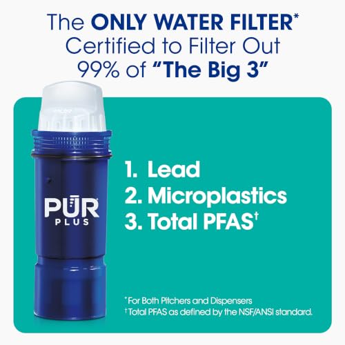 PUR Plus Water Filter Replacement Pack with Lead Reduction - 3 Count for Pitchers & Dispensers