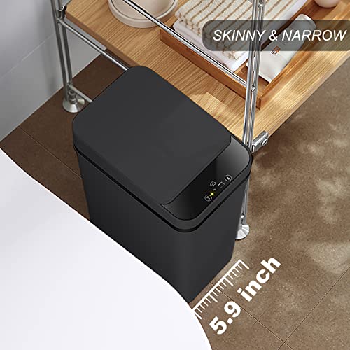 Touchless Bathroom Trash Can 2.5 Gallon Smart Motion Sensor Bin Black