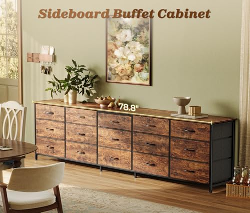 78.7-Inch Extra Long 15-Drawer Dresser and TV Stand for Bedroom