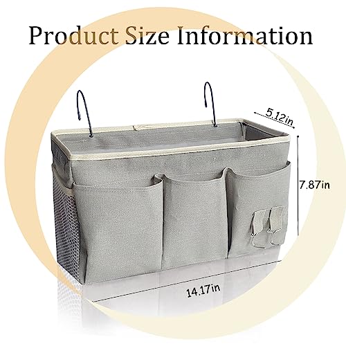Canvas Bedside Caddy Hanging Storage Organizer for Dorm and Hospital Beds