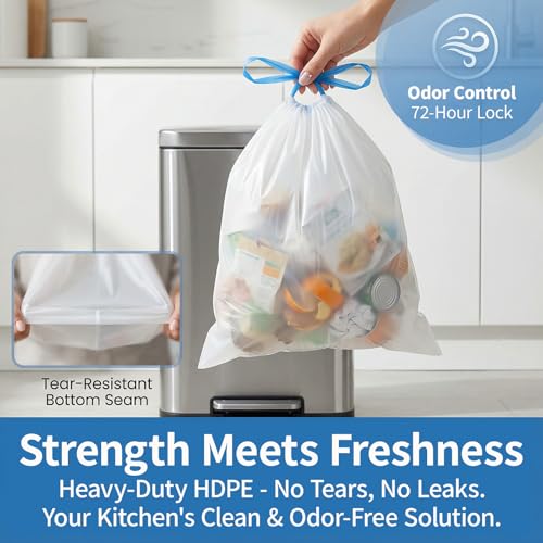 T.FORING Small Trash Bags 4 Gallon Drawstring 120 Count Leakproof Liners