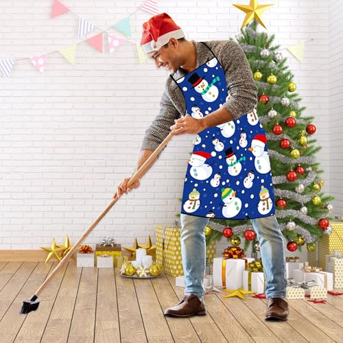 Snowman Christmas Apron for Men Women Kids - Winter Kitchen Cooking BBQ Gift
