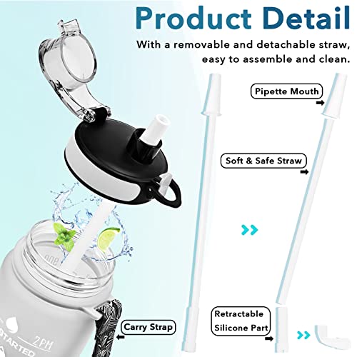 32 oz Motivational Water Bottle with Time Marker and Straw