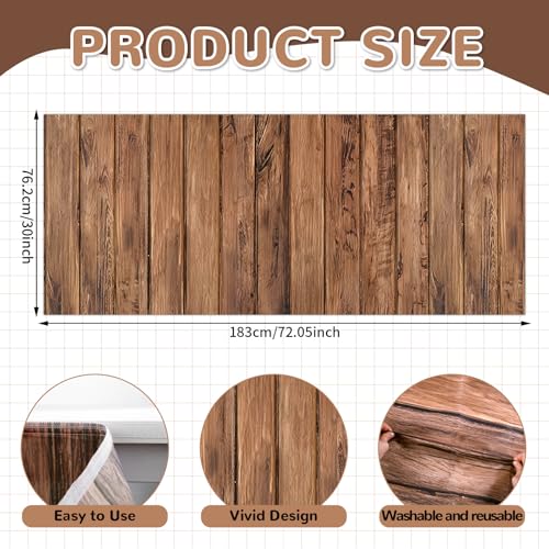 6ft Brown Wood Print Table Skirt for Teacher Desk and Classroom Decor