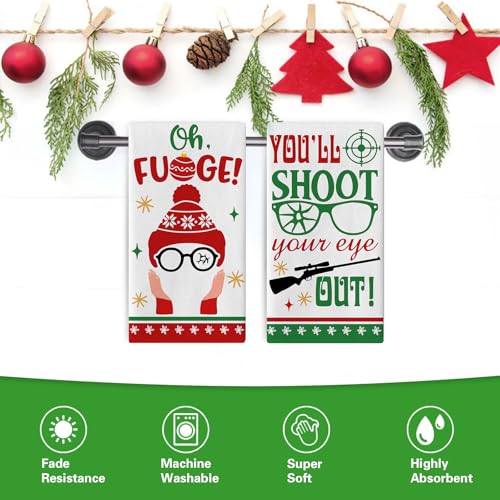 YMCAFZ Christmas Classic Movie Kitchen Dish Towels Set of 2 - Holiday Decor