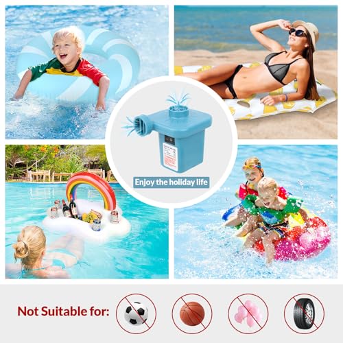 Electric Air Pump for Inflatables - Quick Inflate/Deflate, 3 Nozzles