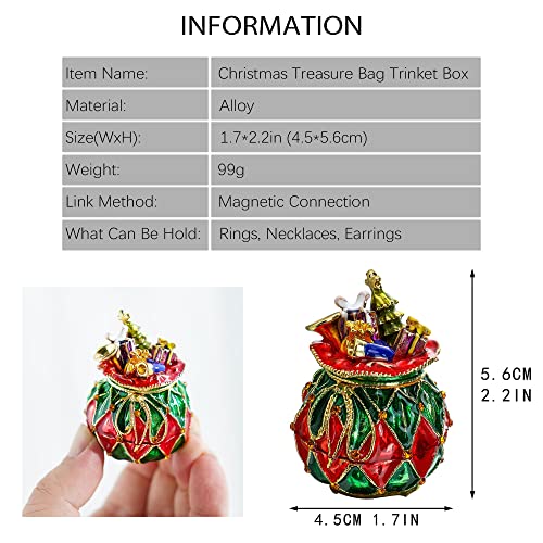Yu Feng Christmas Ball Jewelry Trinket Box with Enamel & Gemstones