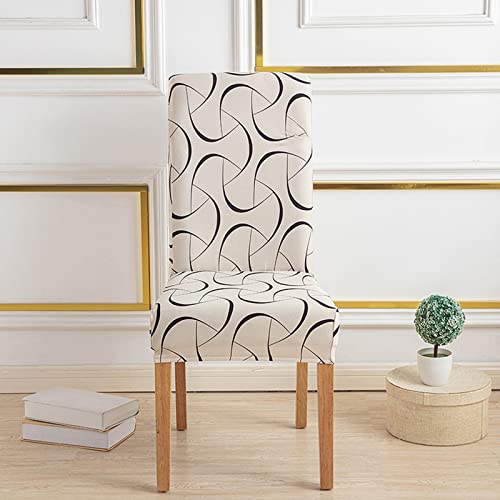 Beige Stretch Spandex Chair Covers Set of 4 for Dining Room