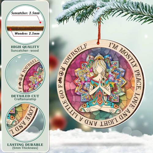 TSIMPLE Yoga Christmas Ornament 2025 - Namaste Yoga Suncatcher for Christmas Tree - Yoga Enthusiast Gift Idea