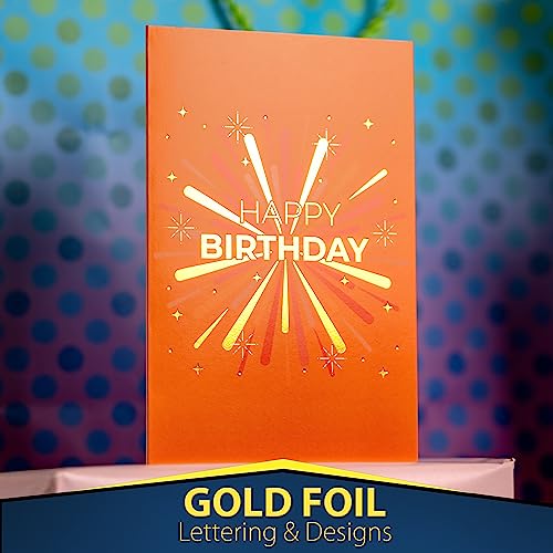 Solpla Gold Foil Birthday Cards Assortment, 24 Pack 4x6 Blank Cards with Envelopes and Stickers