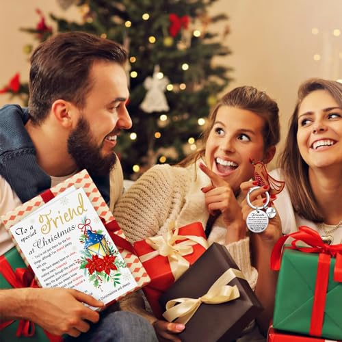 Christmas Friends Card & Stainless Steel Friend Keyring Set