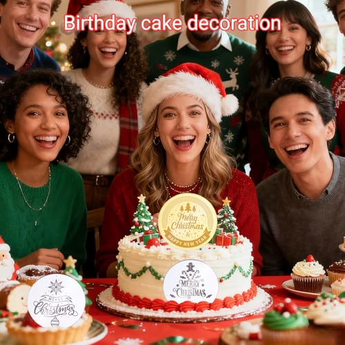 Xmas Silver Gold Mixed Cupcake Toppers 24Pcs for Christmas Party Decoration - Wolpark