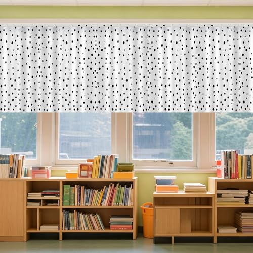 6 Pcs Polka Dot Classroom Curtains, 36 x 24 Inch Rod Pocket Window Drapes