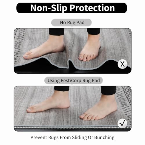 Non-Slip Rug Pad 5x7 Ft, Thick Anti-Skid Carpet Gripper for Hard Floors