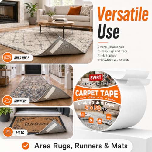 Double Sided Carpet Tape, 4 Inch x 30 Yards Heavy Duty Anti-Slip Rug Grip