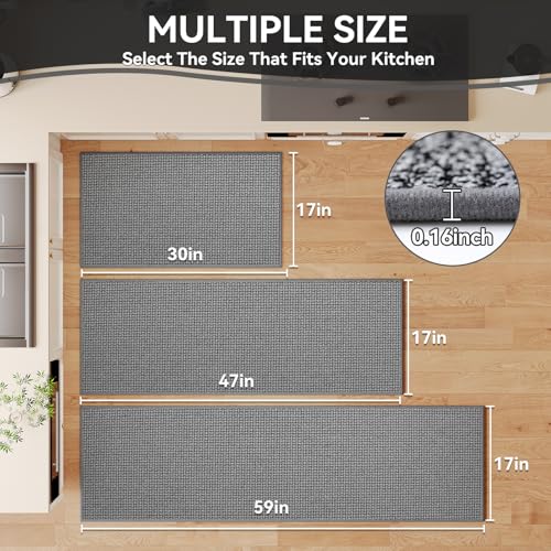 Non-Slip Kitchen Rug 17"x30" Washable Absorbent Chenille Floor Mat