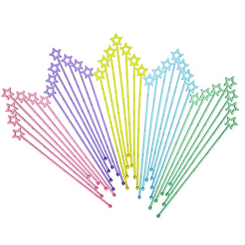 Honoson 100 Pcs Plastic Cocktail & Coffee Stirring Sticks with Star Top, 9.1in
