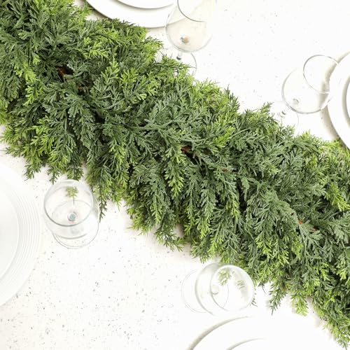 Waydress 9 ft Christmas Cedar Garland – Realistic Faux Greenery, 1 Pcs