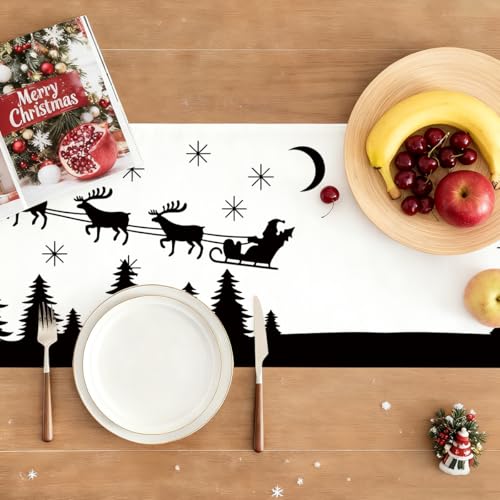 Sldpngo Elk Christmas Table Runner Winter Holiday Home Decor