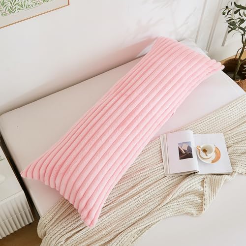 Full Body Pillow with Fluffy Faux Fur Cover, 20x54 Inches