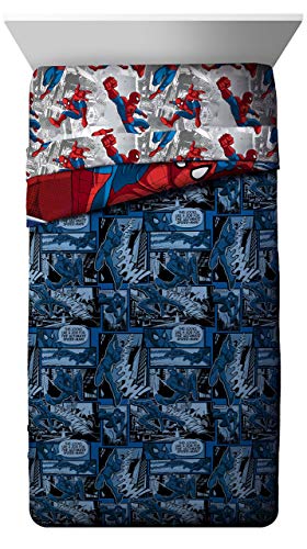 Marvel Spiderman Twin Comforter Set - 4 Piece Kids Bedding Bed in a Bag