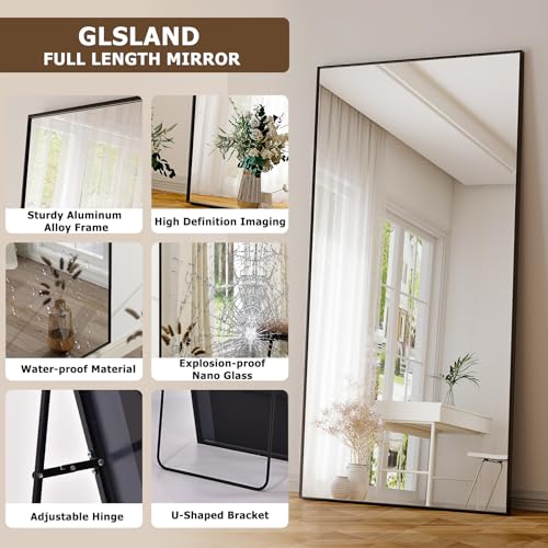 76"x34" Full Length Floor Mirror, Large Rectangular Lean or Wall Mirror