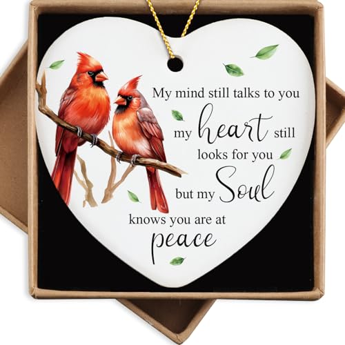 Sympathy Memorial Christmas Ornament - My Mind Still Talks to You Cardinal Gift