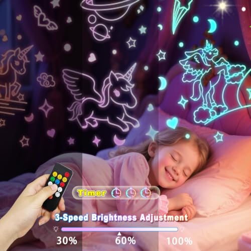 Unicorn Star Projector Night Light for Kids with Remote and Timer