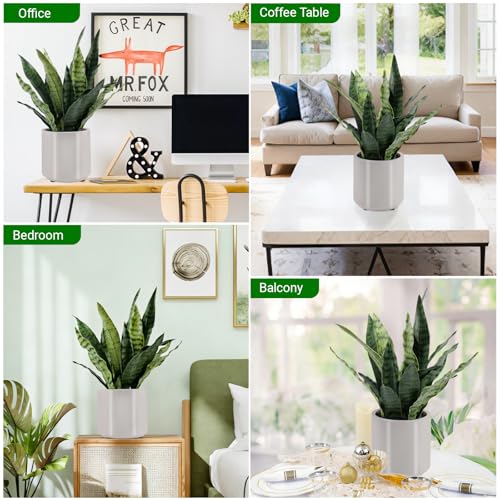 22" Tall Fake Snake Plant - Realistic Touch Leaves, Potted Decor