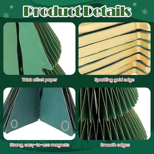 Aneco Green 9 Pcs Honeycomb Christmas Trees Set with Glitter Edges - Medium Size Holiday Decor