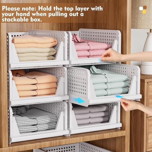Closet Organizers and Storage 5 Pack, Foldable Plastic Bins for Wardrobe
