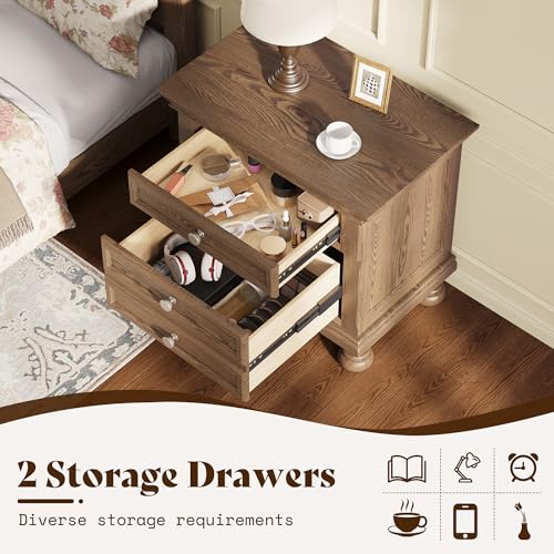 3-Piece Solid Wood Queen Bedroom Set with Bed Frame and 2 Nightstands