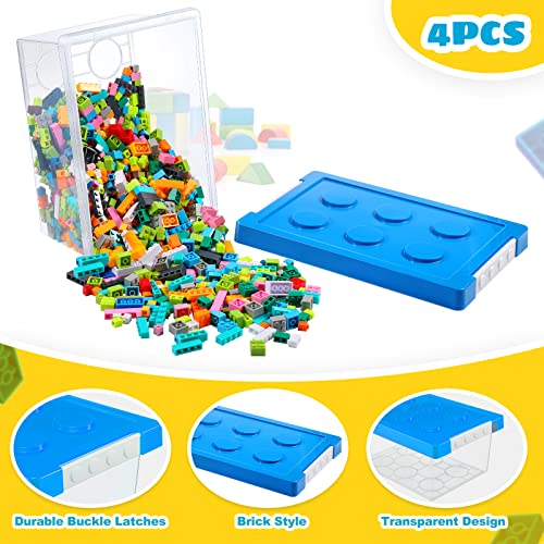 4-Pack Stackable Toy Storage Bins with Brick-Shaped Lids, Small