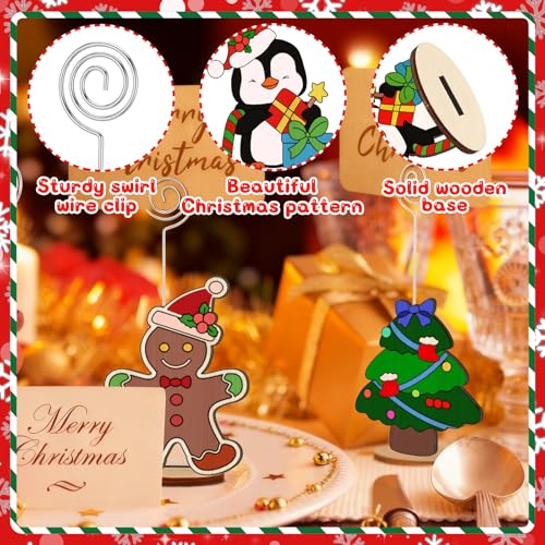 Christmas Wooden Place Card Holders with Paint Set - 12 Pieces