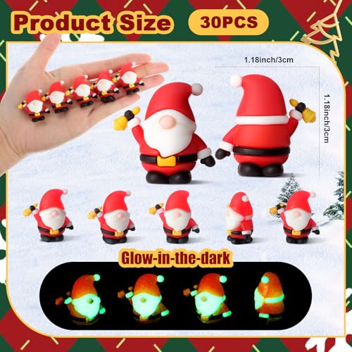 30 Pcs Luminous Christmas Mini Gnomes - Tiny Santa Holiday Decorations