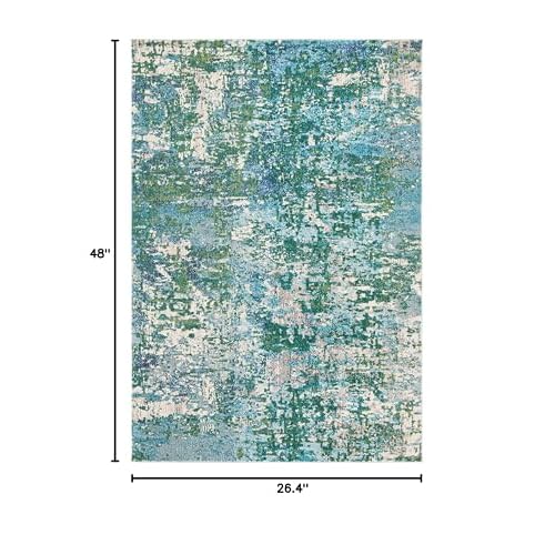 SAFAVIEH Madison Collection Accent Rug - 2'2" x 4', Green & Turquoise, Modern Abstract Design, Non-Shedding & Easy Care, Ideal for High Traffic Areas in Entryway, Living Room, Bedroom (MAD471Y)