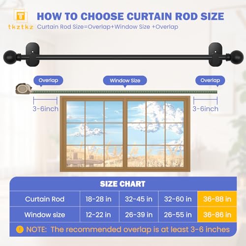 No-Drill Adjustable Curtain Rod with Adhesive Brackets - White, 36-88"
