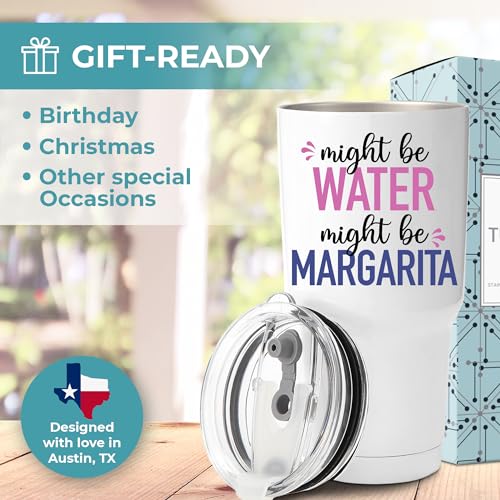 Might Be Margarita Tumbler 30oz - Funny Drinkware for Men & Women, Gift Ready