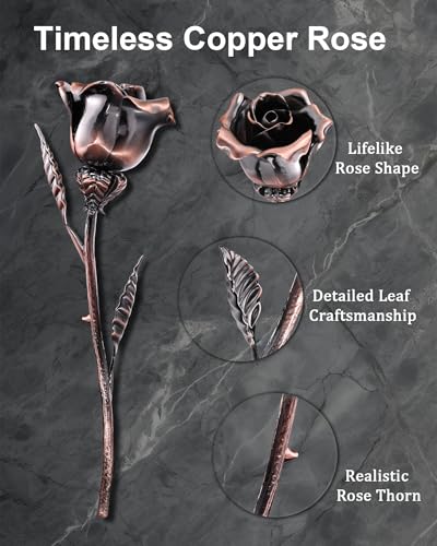 Copper 7th Anniversary Gift Rose - Everlasting Metal Rose in wooden box