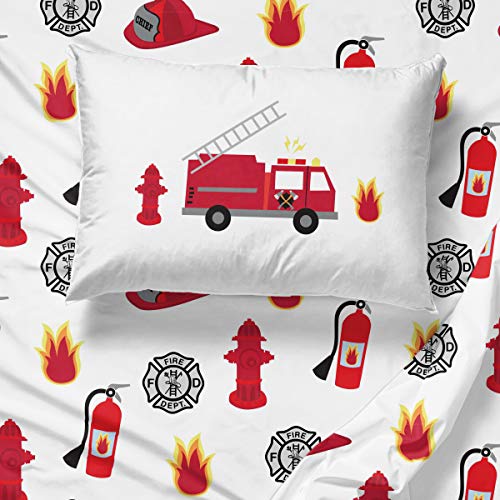 Jay Franco Fire Truck Twin Comforter Set 5 Piece Kids Bedding - Soft Microfiber