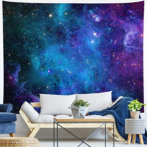 Galaxy Wall Tapestry - Blue Starry Sky & Space Nebula Backdrop