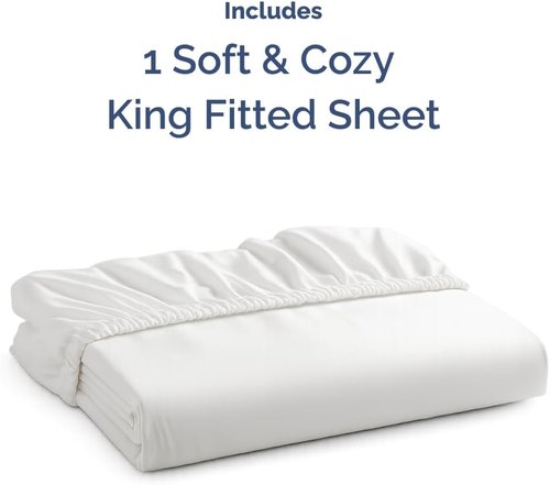 King Fitted Bed Sheet - Ultra-Soft Hotel Luxury Bedding with Deep Pockets - Breathable & Wrinkle-Free - White